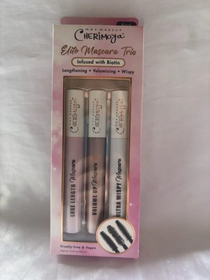Max Makeup Cherimoya Elite Mascara Trio Infused With Biotin 3 Black Mascaras NIB