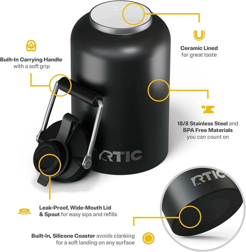 Jarra Outback RTIC 1 Galón, Acero Inoxidable, Botella de Agua Aislada con Tapa y Foto 4 de 4