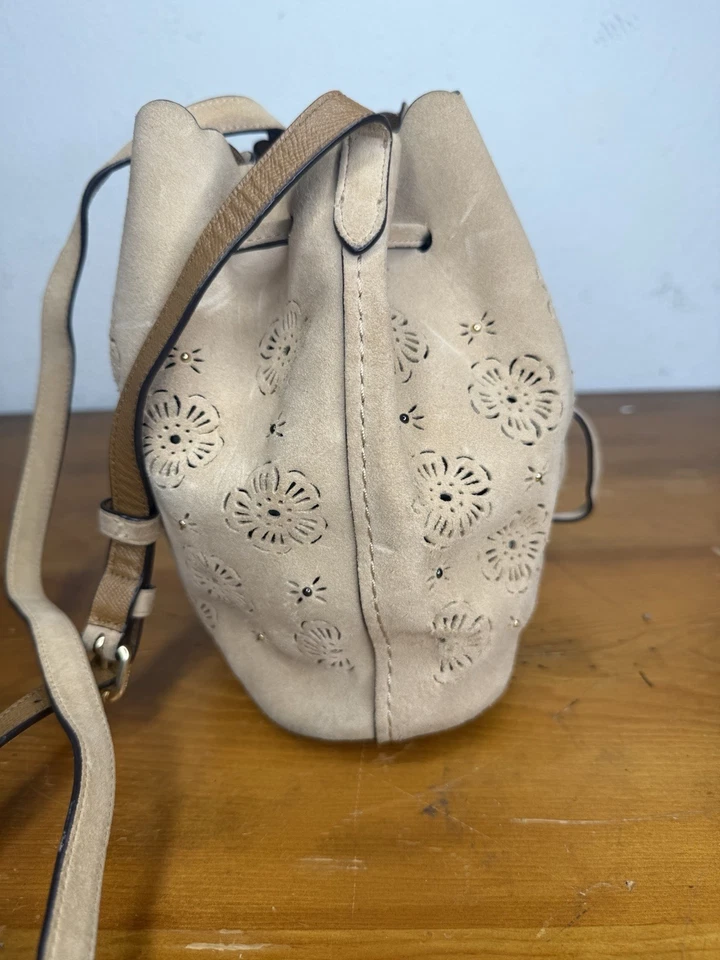 Coach чай цветок замши бежевый песок на шнурке ведро сумка сумочка стиль 25193 - Изображение 4 из 4