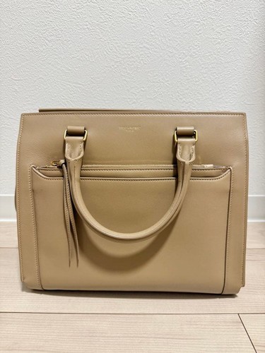YSL Saint Laurent Handbag Shoulder Bag Beige Leather no Strap Women's
