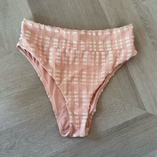 Aerie Plaid High Cut Cheeky Swim Bikini Bottoms Slumber Party Pink Textured S