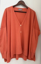 Shari’s Place Palm Beach, Oversized V-Neck Knit Button Down Cardigan, Orange