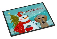 Caroline's Treasures Snowman Wirehaired Dachshund Doormat 24x36