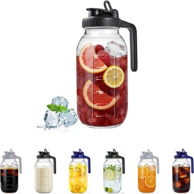 64oz Glass Mason Jar Pitcher with Lid 2 Quart Breast Milk Pitchers with