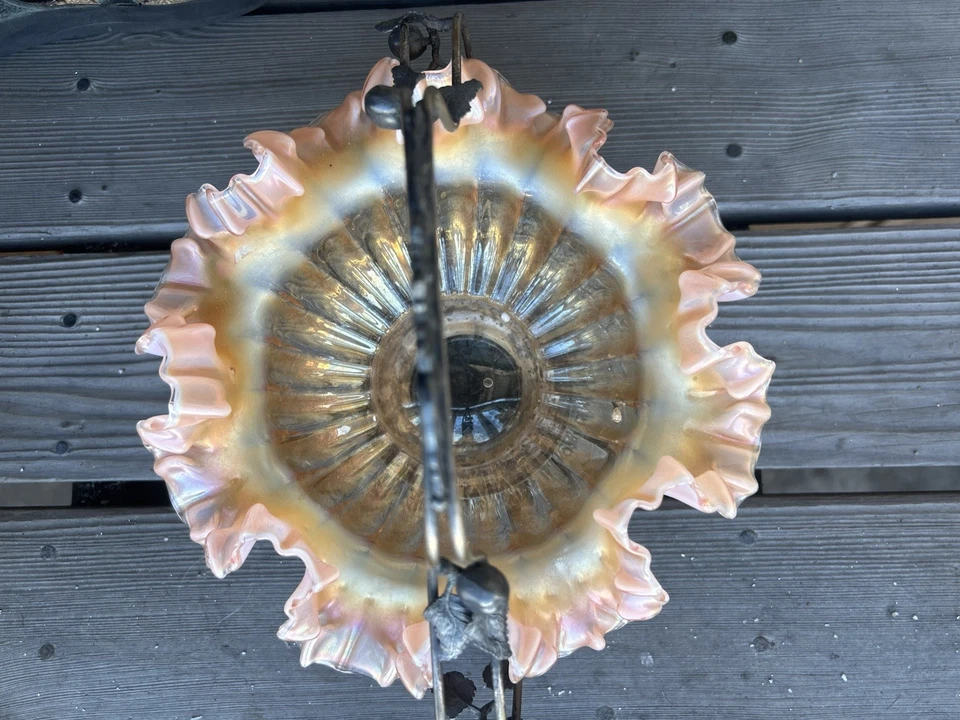 Preciosa canasta antigua victoriana decorada arte vidrio novias marco de plato plateado Foto 2 de 4