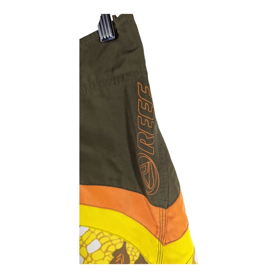 Pantalones Cortos de Tabla REEF Floral Amarillo Marrón Dorado Para Hombre 33 Brasil Años 90 Surf Natación Foto 3 de 4
