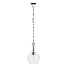 Henn&Hart 11" Wide Pendant with Glass Shade in Brushed Nickel/Clear, Pendant