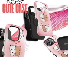Cute Bear Couple Phone Case, Impact-Resistant Case, Animal Lover Gift, Kawaii,