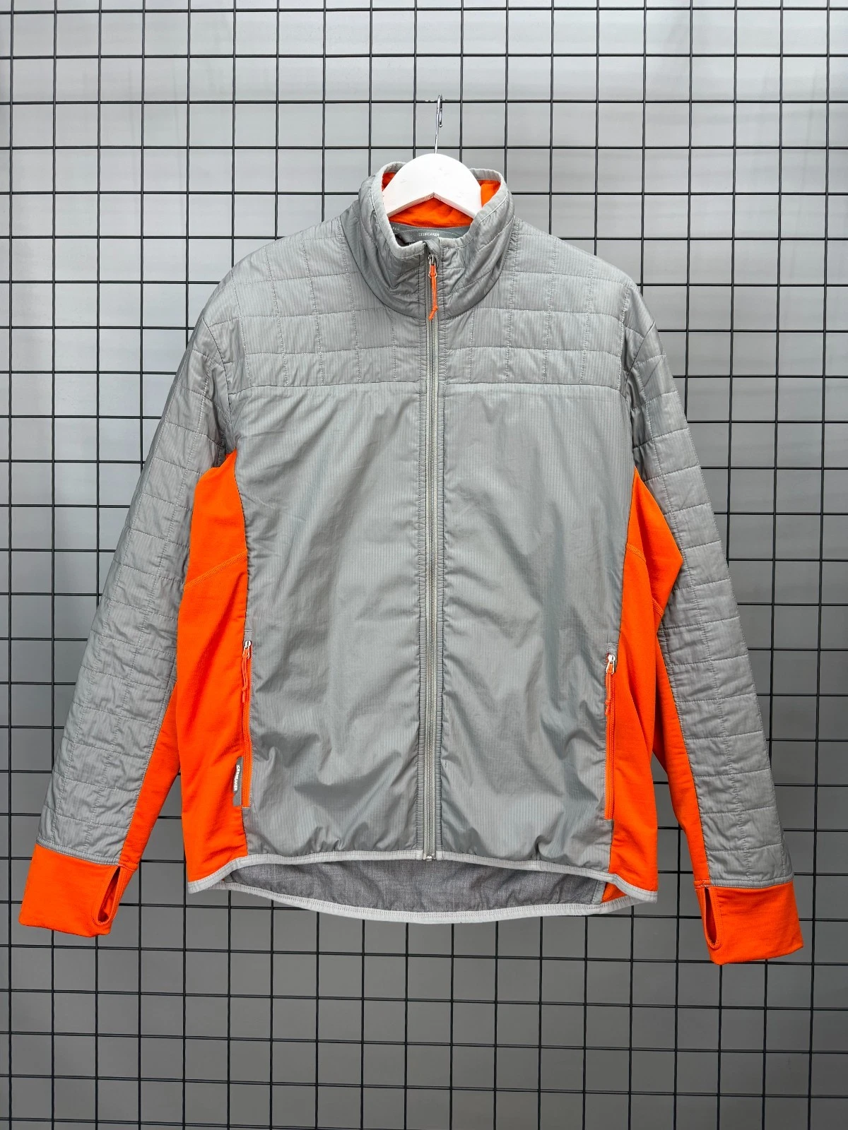Icebreaker MerinoLOFT Jacket Mens L Insulated Hybrid Outdoor Grey Orange