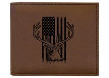 Rogue River Tactical USA American Flag Buck Hunting Men's Leather Bifold Wall...