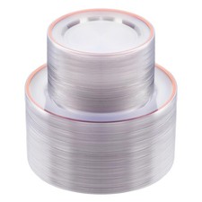 BESTSTAR 200PC Rose Gold & Clear Plastic Plates Disposable Dinner & Dessert Set