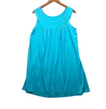Vintage Turquoise Blue Lorraine Silky Nylon Nightgown Ballet Nighty Cottage M