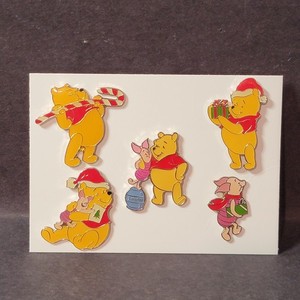 Vtg Walt Disney Winnie The Pooh & Piglet Christmas Time Lot of 5 Trading Pins PA