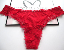 VICTORIA'S SECRET Cotton High Leg Thong Panty S M L XL Red NWT Pink Ribbon VS