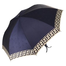 FENDI Zucca Canvas Folding Umbrella Navy Auth am9874