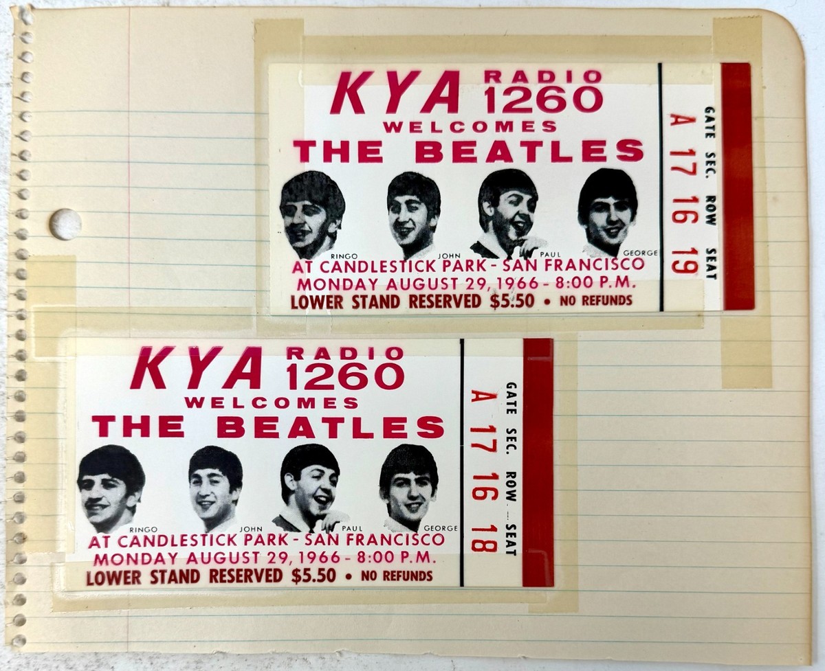 THE BEATLES 1966 未使用コンサートチケット アメリカ 1966 Set of 2 Beatles Concert Ticket Stub Candlestick Park San