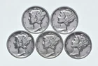 High Grade Lot 1939 1936 1939 1938 1939 Mercury Dime Collection *807