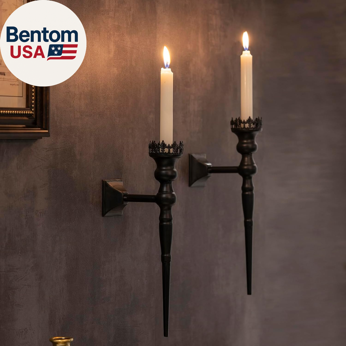 Gothic Wall Sconce Candle Holder for Taper Candles (Set of 2