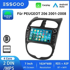 Per Peugeot 206 206CC 2001-2008 Carplay Android 14 Autoradio GPS NAVI SWC 4+64GB