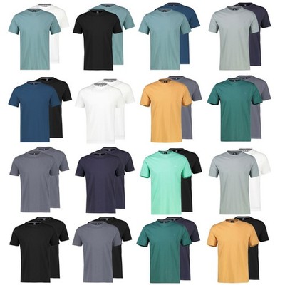 LERROS Herren T-Shirt Rundhals Ausschnitt O-Neck kurzarm Logo-Stickerei 2 Stück