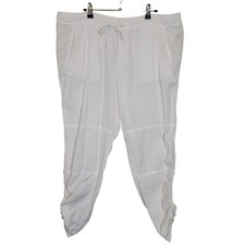 Ralph Lauren Women's Drawstring Ruched Side Hem Pants Pockets White Size 16