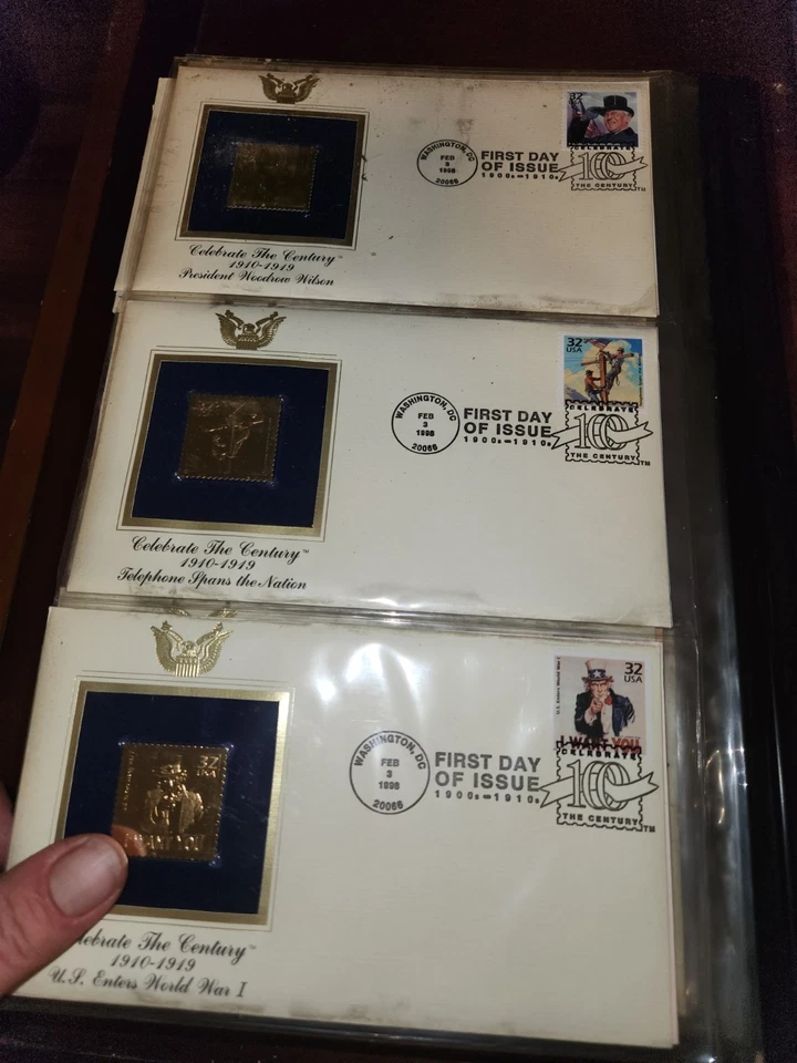 Golden Replicas 22k Stamps of the Century 1900-1990s 76 Stamp Covers - Image 4 of 4