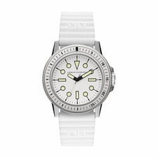 Image of Armani Exchange Leonardo AX1850 White Dial Men’s Watch Silicone Strap Boxed