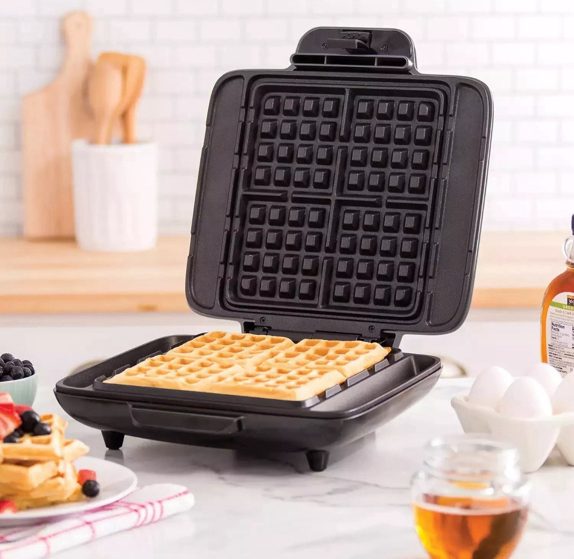DASH Mini Waffle Maker with 4 Nonstick Molds NoDrip Design Graphite BNIB