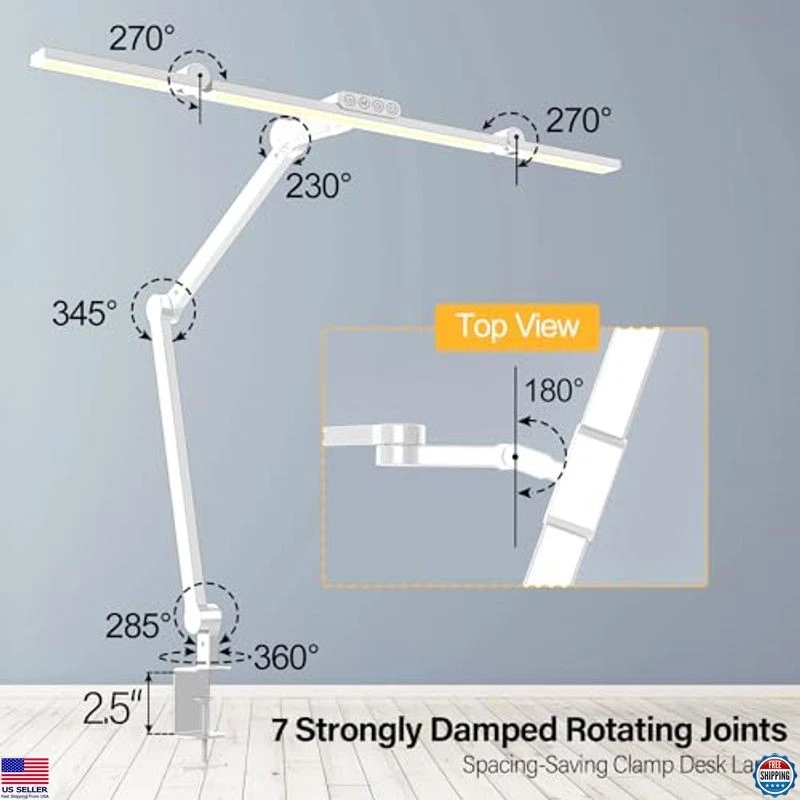 Micomlan 24W LED Desk Lamp with Clamp & Remote - Dimmable & Adjustable Lighting - Image 3 of 4