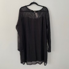 NEW Avenue Loralette Black Mesh Long Sleeve Dress Plus Size 3X