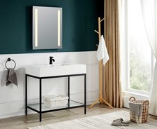 Ventura 36" Console Sink in Matte Black with Matte White Counter Top