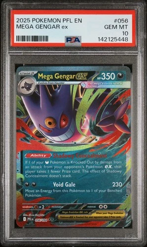 2025 POKEMON PFL EN-PHANTASMAL FLAMES #056 MEGA GENGAR EX PSA 10