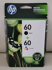Genuine HP 60 Black Tri-Color CD947FN Ink Cartridges, Expired NEW SEALED