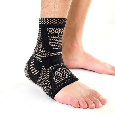Copper Ankle Support Compression Strap Achilles Tendon Brace Sprain Sports
