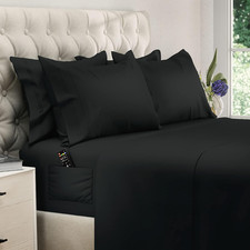 DREAMCARE California King Sheets 6Pc Cooling Deep Pocket Black Side Pockets