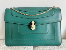 BVLGARI Serpenti Green Shoulder Bag Gold Chai...
