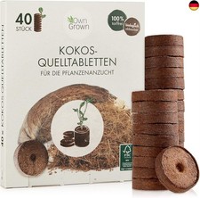 Kokos Quelltabletten mit Nährstoffen ? 40 Stück, Kokoserde gepresst zur P
