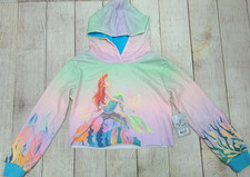 Disney Store The Little Mermaid Cropped Hooded Sweatshirt Girl's Size 7/8 New