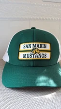 San Marin Mustangs SnapBack 110 Flex Fit  Adjustable Baseball Cap Green/White