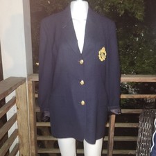 vtg made in america Ralph lauren wool crest three button equestrian blazer 8