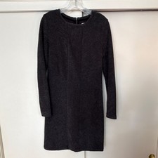 Lou & Grey Gray Knit Sweater Dress Long Sleeve Round Neck XS Stretch Zip
