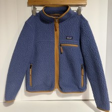 Kids PATAGONIA Jacket Retro Pile Fleece Current Blue S 7-8 Zip Pocket 405494