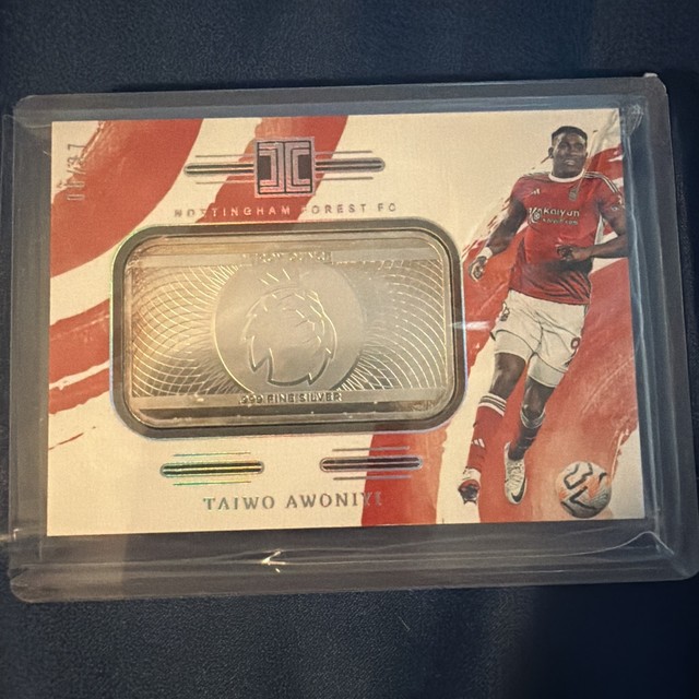 2023-24 Panini 1 Oz Silver Bar Card Taiwo Awoniyi 08/37 Soccer Nottingham Forest