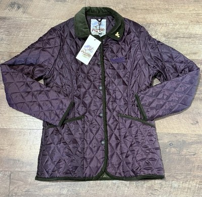 JOHN PARTRIDGE Women s Moorland Quilted Jacket-Sz S Snap Close Plum/Olive NWT!