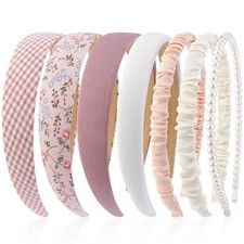 7 Pcs Different Headbands for Women Fashion Pink Solid Head Bands Daily Pink