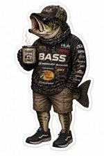 Bass Fisherman Fishing Sticker Fish Lure Bass Pike Trout Decal Cooler Tackle Box