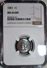 NGC MS-64 BN 1883 Indian Head Cent, Razor-Sharp & Beautifully Toned!