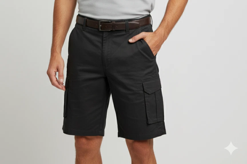 Young USA High Surf 6-Pocket Cargo Shorts, Walking Shorts Black/Gray Size 38-40