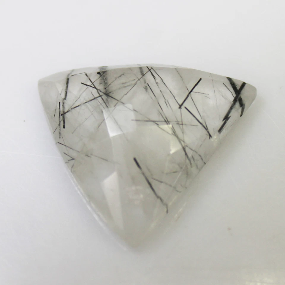 Cuarzo rutilo negro facetado natural en forma de billón 13,00 quilates 20x20x5 mm Foto 4 de 4