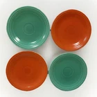 4 VTG Original MED GREEN & "RADIOACTIVE" RED Fiesta  Salad Plates 6 3/8" Flaws